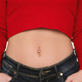 Enchanted butterfly navel piercing in gold with white crystals