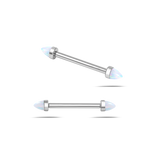 Piercing capezzoli cono bianca opale in argento