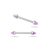 Piercing capezzoli cono viola opale in argento