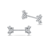 Piercing capezzoli farfalla sferica bianca in argento