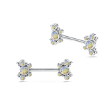 Piercing capezzoli farfalla sferica multicolor in argento