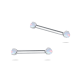 Piercing capezzoli mini sfera bianca opale in argento