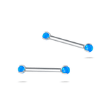 Piercing capezzoli mini sfera blu opale in argento