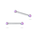 Piercing capezzoli mini sfera viola opale in argento