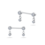 Piercing capezzoli punto luce con pendente bianco in argento