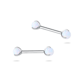 Piercing capezzoli sfera bianca opale in argento