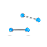 Piercing capezzoli sfera blu opale in argento