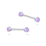 Piercing capezzoli sfera viola opale in argento