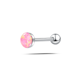 Piercing lingua ovale grande fucsia opale in argento