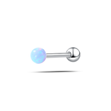 Piercing lingua sfera azzurro opale in argento