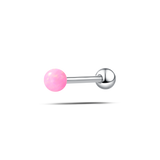 Piercing lingua sfera fucsia opale in argento