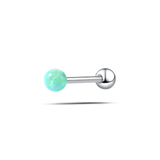 Piercing lingua sfera verde opale in argento