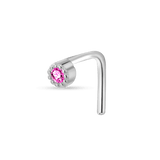 Piercing naso gemma fucsia in argento