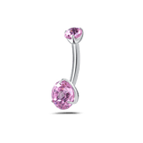 Piercing ombelico alveare rosa in argento