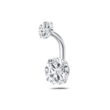 Piercing ombelico basic con cristalli bianchi in argento