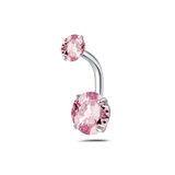 Piercing ombelico basic con cristalli rosa in argento