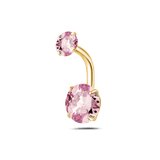 Piercing ombelico basic con cristalli rosa in oro