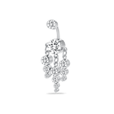 Piercing ombelico cascata di diamanti in argento