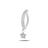 Piercing ombelico cerchietto con fiore bianco in argento