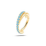 Piercing ombelico cerchietto intreccio acquamarina in oro