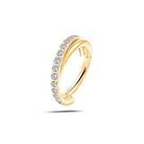 Piercing ombelico cerchietto intreccio bianco in oro