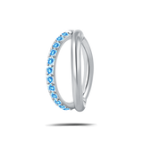 Piercing ombelico cerchietto one side luxury acquamarina in argento