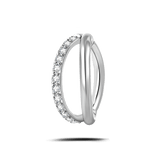Piercing ombelico cerchietto one side luxury bianco in argento
