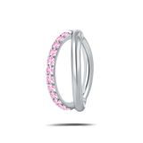 Piercing ombelico cerchietto one side luxury rosa in argento
