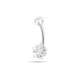 Piercing ombelico con doppia stella bianca in argento