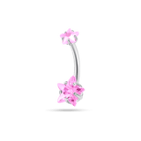 Piercing ombelico con doppia stella rosa in argento
