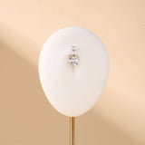 Piercing ombelico con doppio cuore bianco in argento