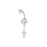 Piercing ombelico croce deluxe bianca in argento
