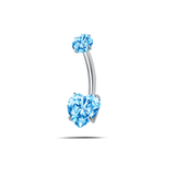 Piercing ombelico cuore splendente azzurro in argento