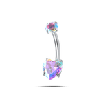Piercing ombelico cuore splendente aurora boreale in argento