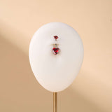 Piercing ombelico cuore splendente rosso in argento