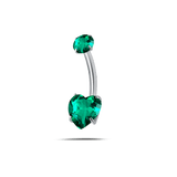 Piercing ombelico cuore splendente verde in argento