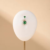 Piercing ombelico cuore splendente verde in argento