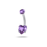 Piercing ombelico cuore splendente viola in argento
