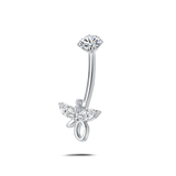 Piercing ombelico farfalla di cristallo bianca in argento