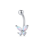 Piercing ombelico farfalla opale in argento