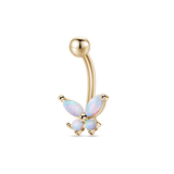 Piercing ombelico farfalla opale in oro