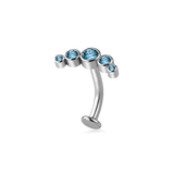 Piercing ombelico floating con corona azzurra in argento