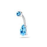 Piercing ombelico goccia infinita azzurra in argento