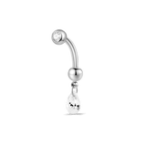Piercing ombelico goccia pendente bianca in argento