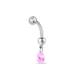 Piercing ombelico goccia pendente rosa in argento