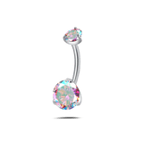 Piercing ombelico luce infinita aurora boreale in argento