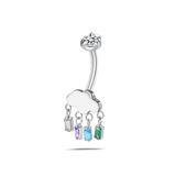 Piercing ombelico nuvola arcobaleno in argento