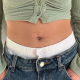 Piercing ombelico petali rosa in argento