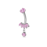 Piercing ombelico petali rosa in argento