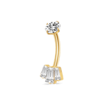 Piercing ombelico tre diamanti in oro